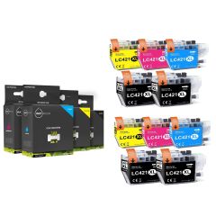 Geschikt Brother LC-421XL Inktcartridges – 10-Pack Multipack (4x Zwart + 2x Cyaan, Magenta & Geel) Hoge Capaciteit – Inktmedia