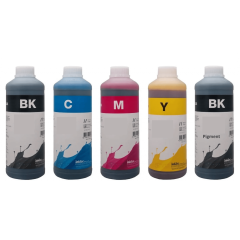 Geschikt CANON navul inkt SET VAN 5 KLEUREN zwart foto zwart cyaan magenta geel 5000ml van Inktmedia