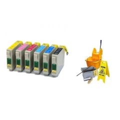 Geschikt Epson T0801 tot T0806 T0807 SET Reinigings inktcartridges van Inktmedia