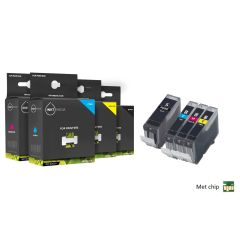 Geschikt Canon PGI-5BK en cli-8 serie inkt  MET CHIP 4 cartridges van Inktmedia