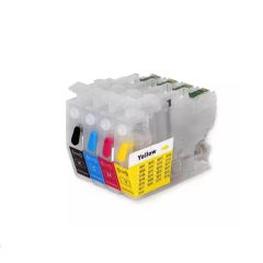 Geschikt Set Brother Hervulbare LC-3213 inkt cartridge zwart cyaan magenta en geel van Inktmedia