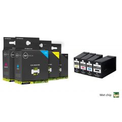Geschikt Set Canon PGI-2500XL BK C M Y inktcartridge multi pack zwart, cyaan, magenta, geel hoge capaciteit van Inktmedia